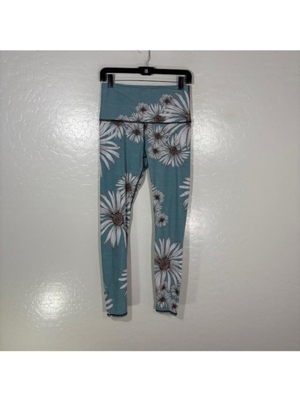 Yoga Democracy Leggings Womens S Blue Daisy Floral Ankle Yoga Pants USA Gym